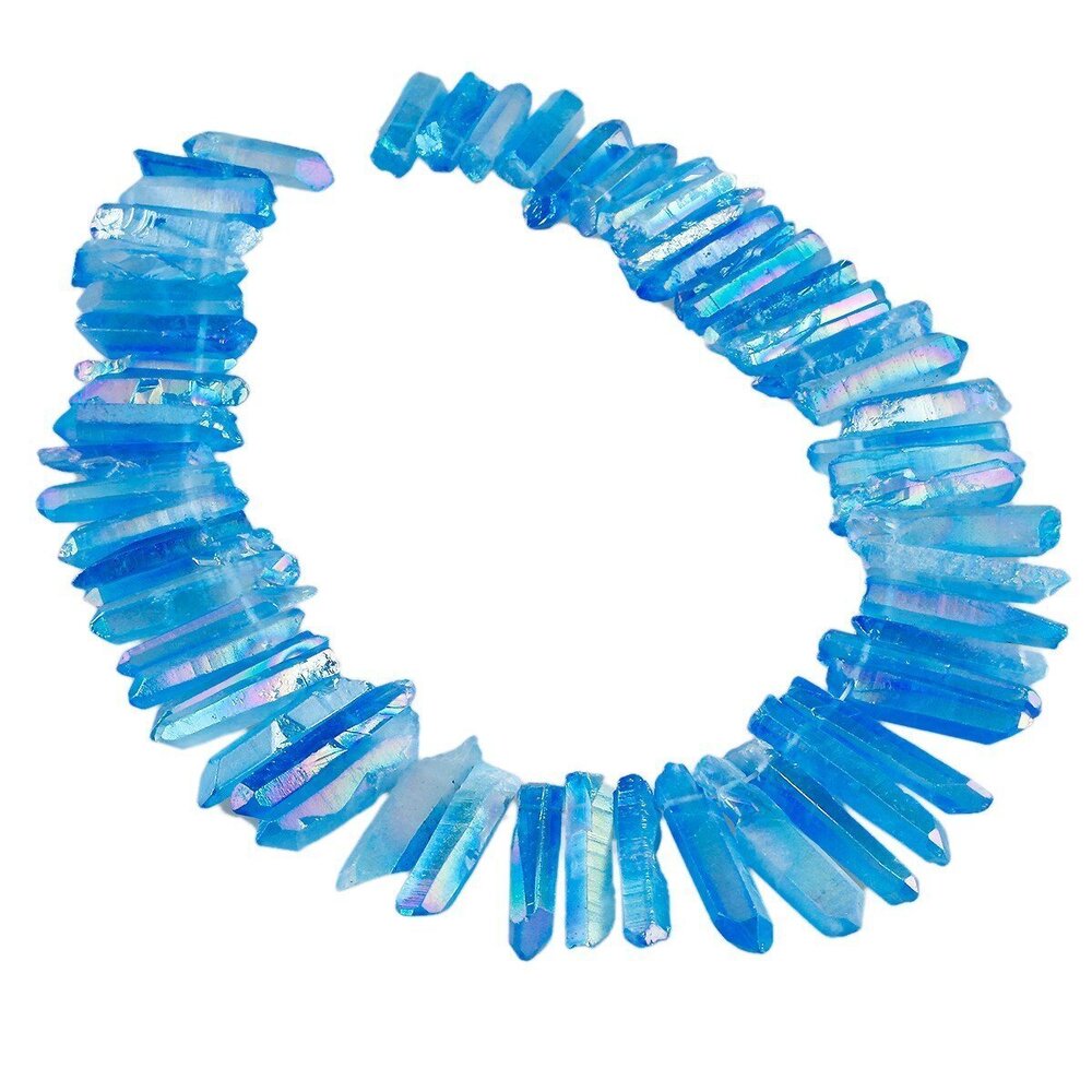 5094 Natural Rock Crystal Points Titanium Coated Clear Quartz Sticks Spikes